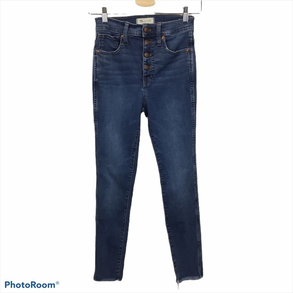 Madewell 10" High-Rise Skinny Jeans Mackey Wash Button Front Edition - Picture 1 of 16